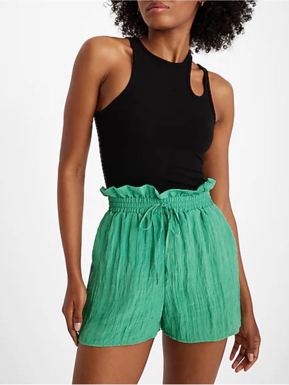 Express Women's Green Smocked Shorts - M